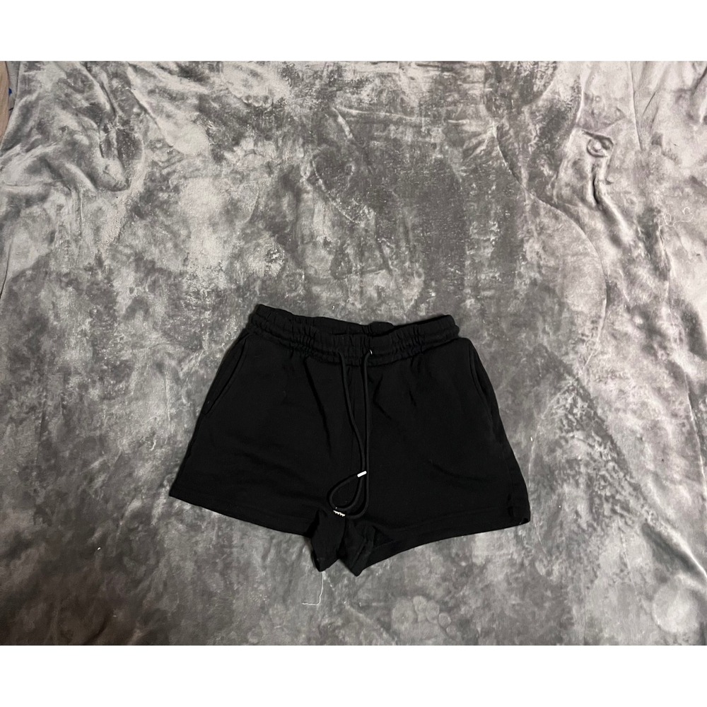 Love Streak Womens Black Fleece Lounge Shorts Size L Drawstring Pockets